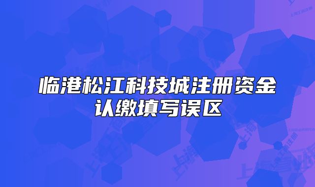 臨港松江科技城注冊資金認繳填寫誤區(qū)