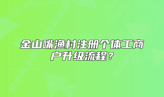 金山嘴漁村注冊個體工商戶升級流程？