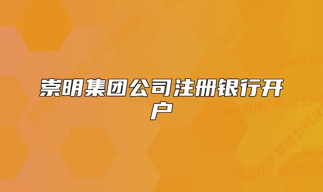 崇明集團(tuán)公司注冊銀行開戶