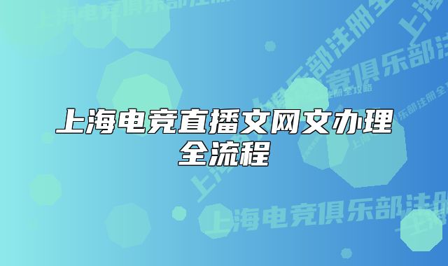 上海電競直播文網(wǎng)文辦理全流程