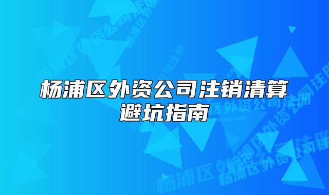楊浦區(qū)外資公司注銷清算避坑指南
