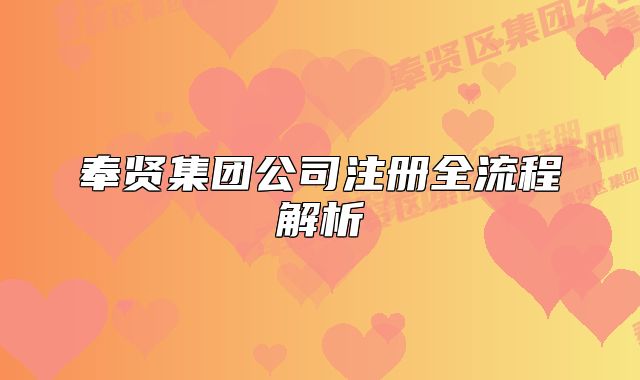 奉賢集團公司注冊全流程解析