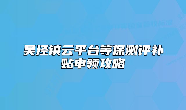 吳涇鎮(zhèn)云平臺(tái)等保測(cè)評(píng)補(bǔ)貼申領(lǐng)攻略
