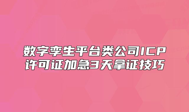 數(shù)字孿生平臺類公司ICP許可證加急3天拿證技巧