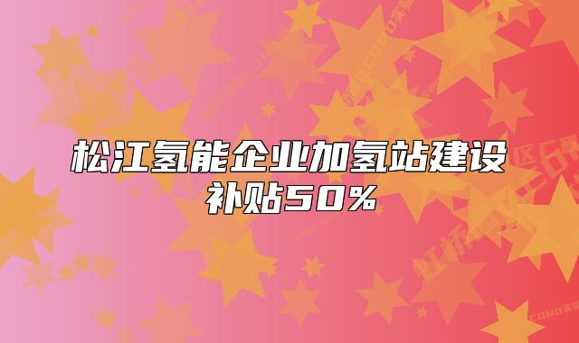 松江氫能企業(yè)加氫站建設補貼50%