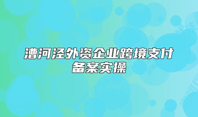 漕河涇外資企業(yè)跨境支付備案實操