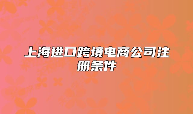 上海進(jìn)口跨境電商公司注冊(cè)條件