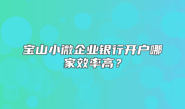 寶山小微企業(yè)銀行開戶哪家效率高？