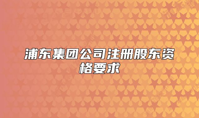 浦東集團公司注冊股東資格要求