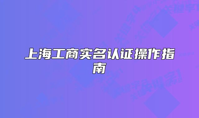 上海工商實(shí)名認(rèn)證操作指南