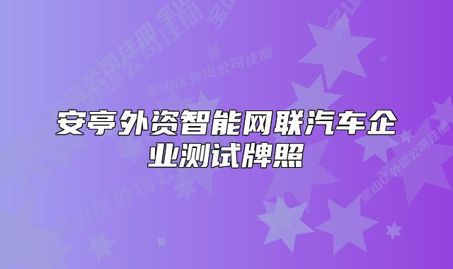 安亭外資智能網(wǎng)聯(lián)汽車企業(yè)測試牌照