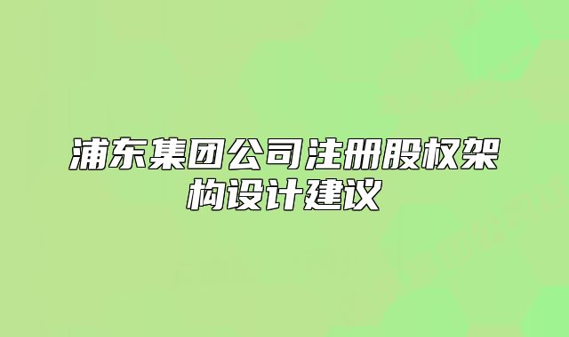 浦東集團(tuán)公司注冊(cè)股權(quán)架構(gòu)設(shè)計(jì)建議