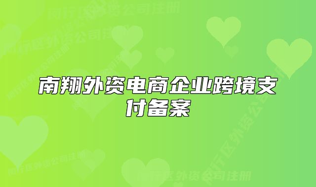 南翔外資電商企業(yè)跨境支付備案