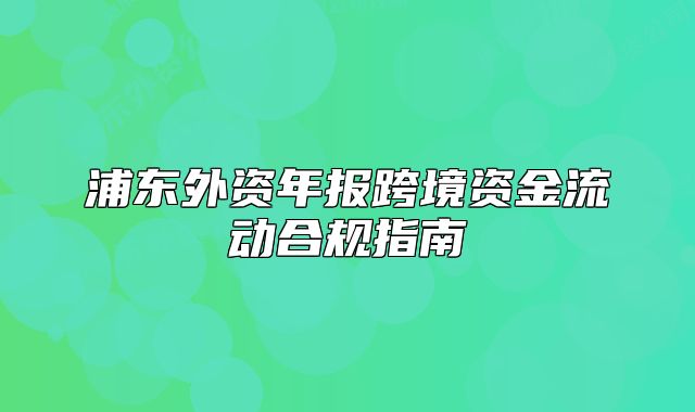 浦東外資年報跨境資金流動合規(guī)指南