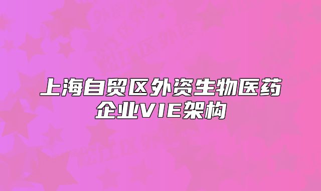 上海自貿區(qū)外資生物醫(yī)藥企業(yè)VIE架構