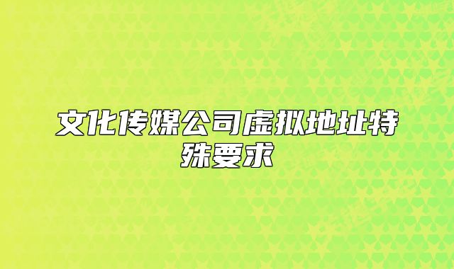 文化傳媒公司虛擬地址特殊要求