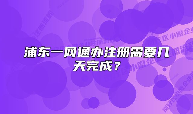 浦東一網(wǎng)通辦注冊需要幾天完成？