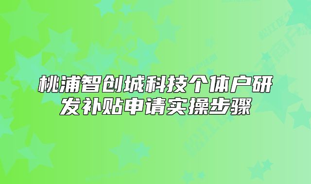 桃浦智創(chuàng)城科技個(gè)體戶研發(fā)補(bǔ)貼申請(qǐng)實(shí)操步驟