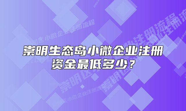 崇明生態(tài)島小微企業(yè)注冊(cè)資金最低多少？
