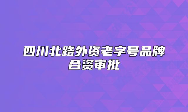 四川北路外資老字號品牌合資審批