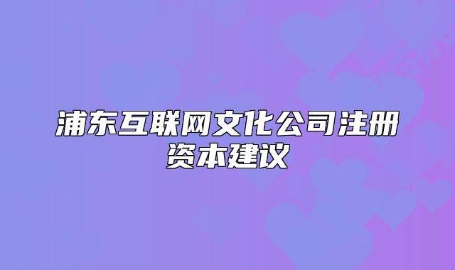 浦東互聯(lián)網(wǎng)文化公司注冊資本建議