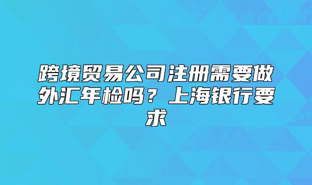 跨境貿(mào)易公司注冊(cè)需要做外匯年檢嗎？上海銀行要求