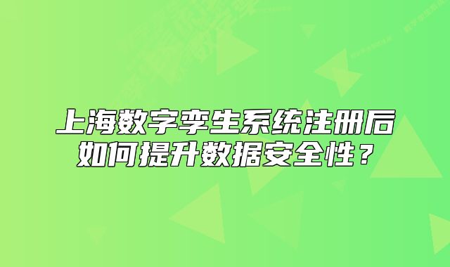 上海數(shù)字孿生系統(tǒng)注冊(cè)后如何提升數(shù)據(jù)安全性？