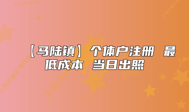 【馬陸鎮(zhèn)】個體戶注冊 最低成本 當日出照