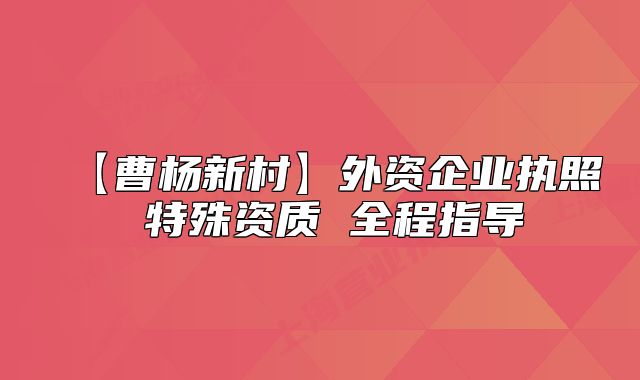 【曹楊新村】外資企業(yè)執(zhí)照 特殊資質(zhì) 全程指導(dǎo)