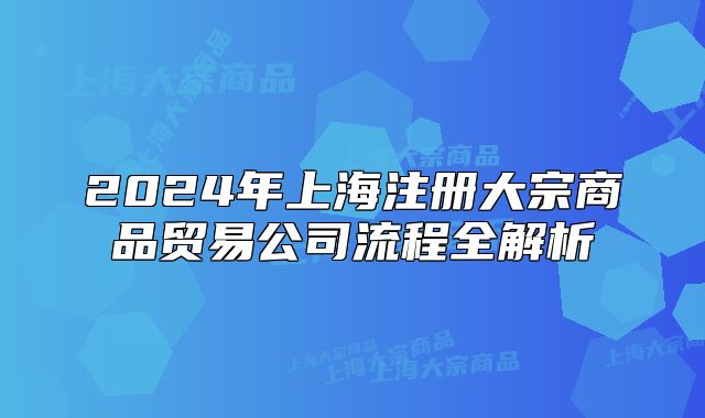 2024年上海注冊(cè)大宗商品貿(mào)易公司流程全解析