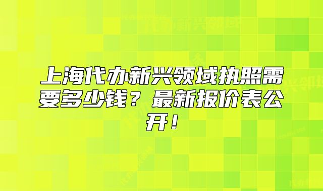 上海代辦新興領(lǐng)域執(zhí)照需要多少錢？最新報價表公開！