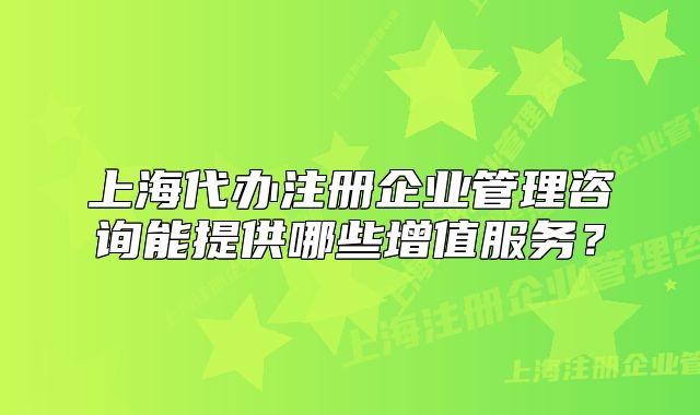 上海代辦注冊企業(yè)管理咨詢能提供哪些增值服務(wù)？