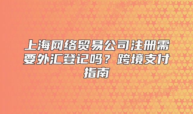 上海網(wǎng)絡(luò)貿(mào)易公司注冊(cè)需要外匯登記嗎？跨境支付指南