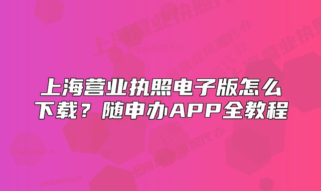 上海營業(yè)執(zhí)照電子版怎么下載？隨申辦APP全教程