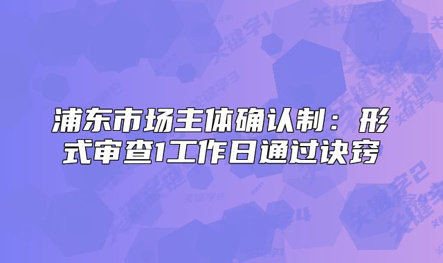 浦東市場主體確認(rèn)制：形式審查1工作日通過訣竅