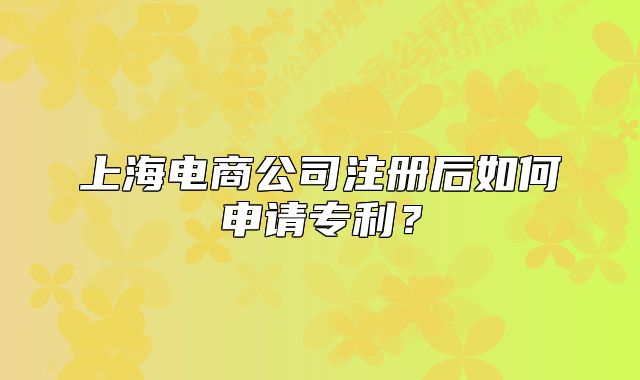 上海電商公司注冊后如何申請專利？