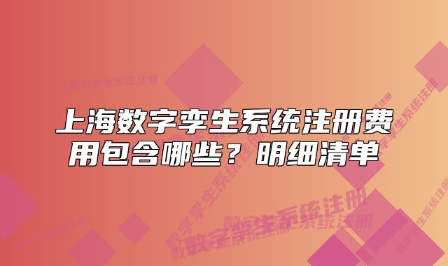 上海數(shù)字孿生系統(tǒng)注冊(cè)費(fèi)用包含哪些？明細(xì)清單