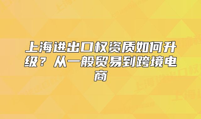 上海進出口權資質(zhì)如何升級？從一般貿(mào)易到跨境電商