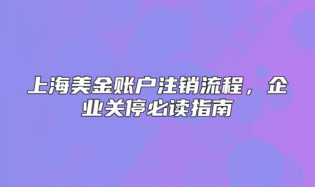 上海美金賬戶注銷(xiāo)流程，企業(yè)關(guān)停必讀指南