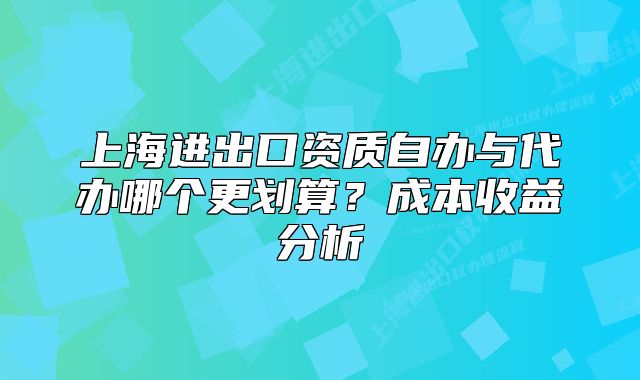 上海進(jìn)出口資質(zhì)自辦與代辦哪個(gè)更劃算？成本收益分析