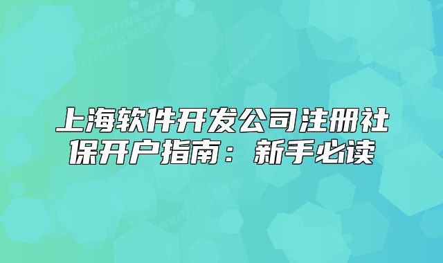 上海軟件開發(fā)公司注冊(cè)社保開戶指南：新手必讀