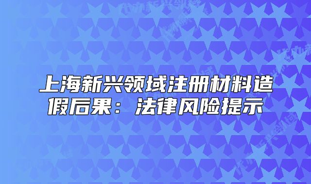 上海新興領域注冊材料造假后果：法律風險提示