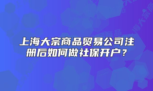 上海大宗商品貿(mào)易公司注冊(cè)后如何做社保開戶？