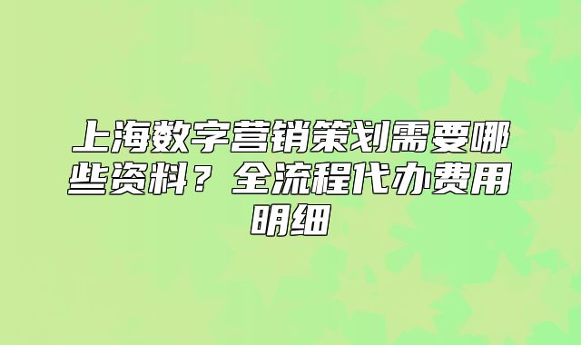 上海數(shù)字營銷策劃需要哪些資料？全流程代辦費用明細