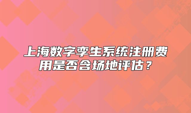 上海數(shù)字孿生系統(tǒng)注冊費用是否含場地評估？