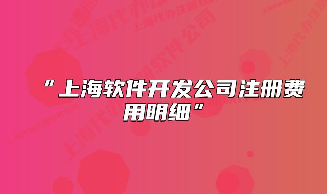 “上海軟件開發(fā)公司注冊費用明細”