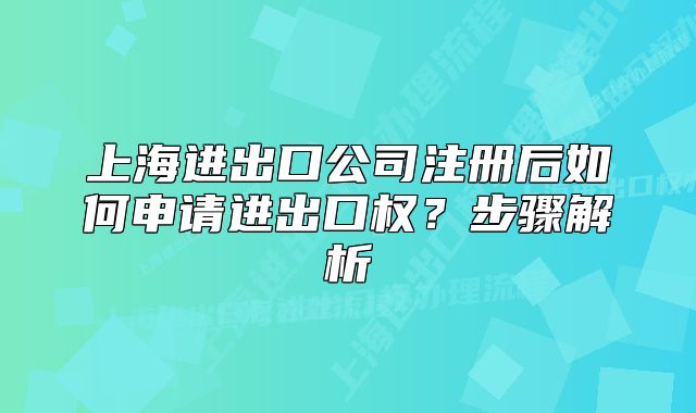 上海進出口公司注冊后如何申請進出口權？步驟解析
