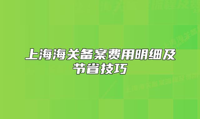 上海海關(guān)備案費(fèi)用明細(xì)及節(jié)省技巧