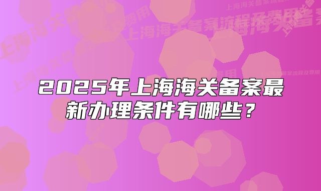 2025年上海海關(guān)備案最新辦理?xiàng)l件有哪些？