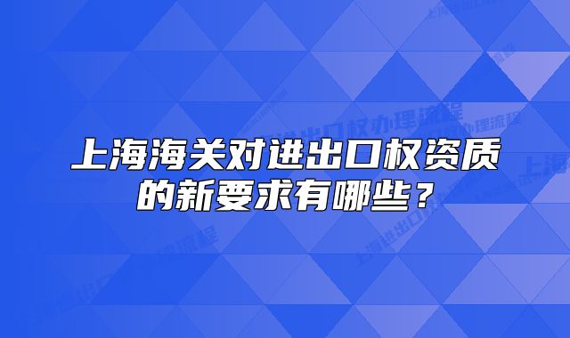 上海海關(guān)對(duì)進(jìn)出口權(quán)資質(zhì)的新要求有哪些？